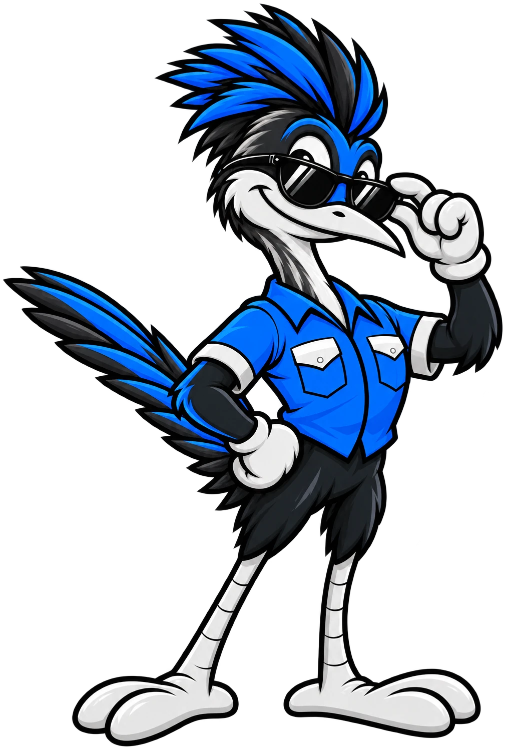 Hendy, the Henderson Junk Solutions roadrunner mascot, tipping his sunglasses for the locally owned Henderson, NV junk removal crew
